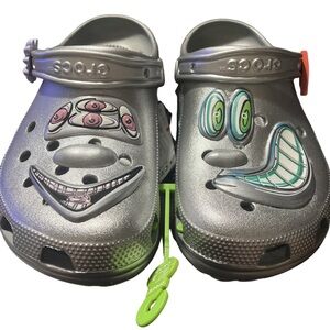 🔥 RARE Crocs x Kenny Scharf Classic Clog - Silver Metallic Limited Edition
